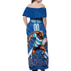 Custom Blues Cockroaches Family Matching Off Shoulder Maxi Dress and Hawaiian Shirt New South Wales Rugby