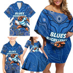 Custom Blues Cockroaches Family Matching Off Shoulder Short Dress and Hawaiian Shirt New South Wales Rugby