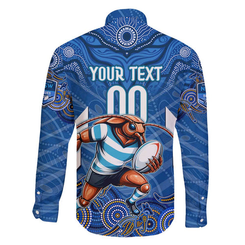 Custom Blues Cockroaches Family Matching Off Shoulder Short Dress and Hawaiian Shirt New South Wales Rugby