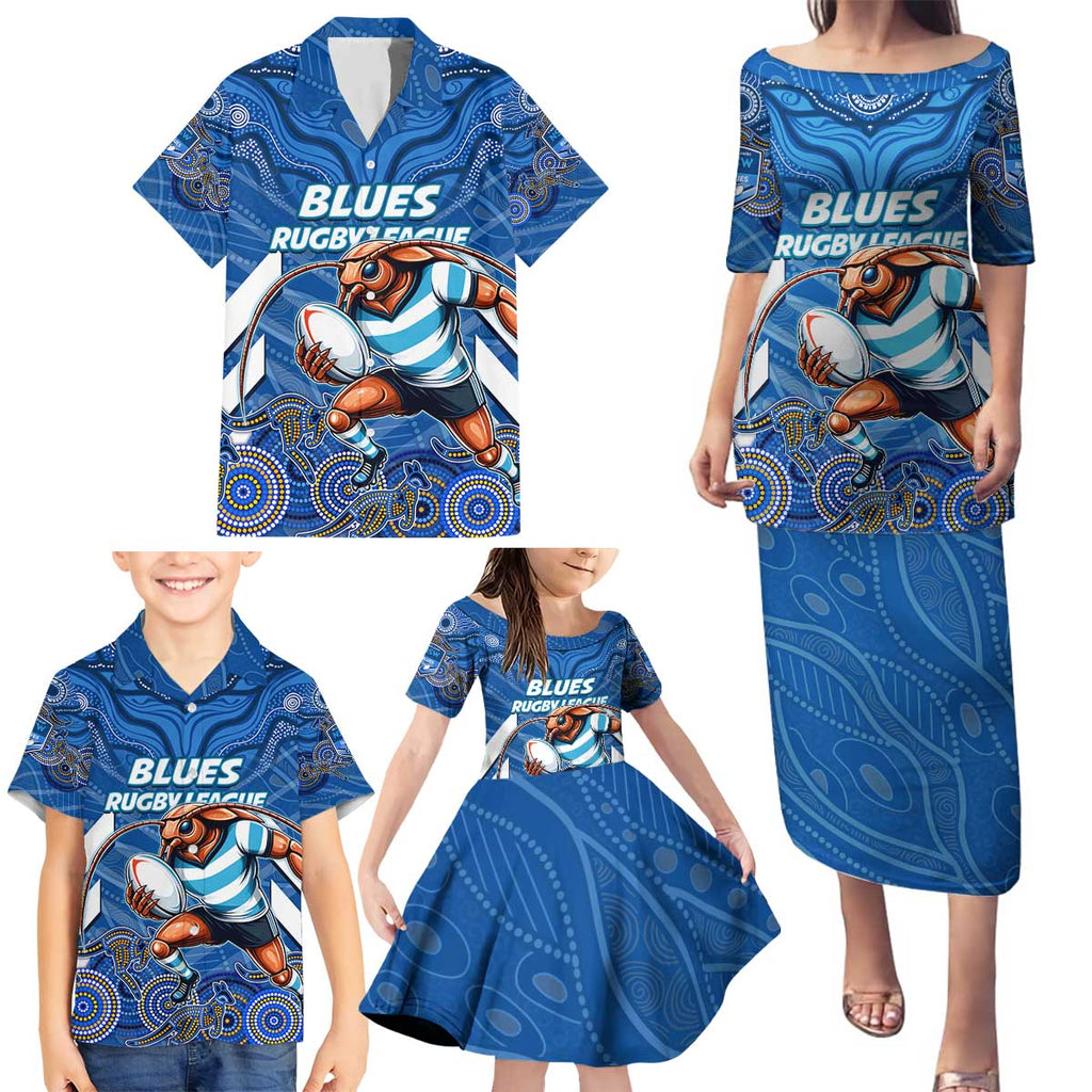 Custom Blues Cockroaches Family Matching Puletasi and Hawaiian Shirt New South Wales Rugby