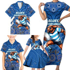 Custom Blues Cockroaches Family Matching Short Sleeve Bodycon Dress and Hawaiian Shirt New South Wales Rugby