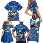 Custom Blues Cockroaches Family Matching Short Sleeve Bodycon Dress and Hawaiian Shirt New South Wales Rugby