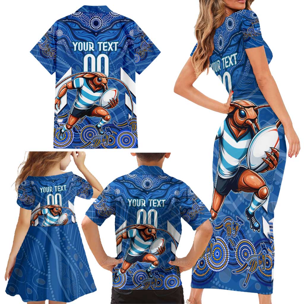 Custom Blues Cockroaches Family Matching Short Sleeve Bodycon Dress and Hawaiian Shirt New South Wales Rugby