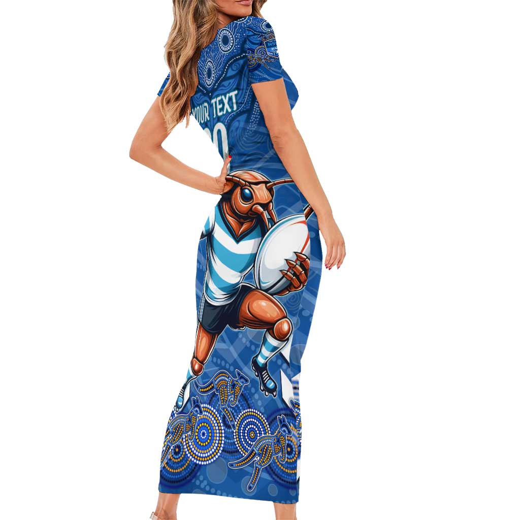 Custom Blues Cockroaches Family Matching Short Sleeve Bodycon Dress and Hawaiian Shirt New South Wales Rugby