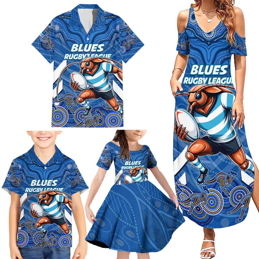 Custom Blues Cockroaches Family Matching Summer Maxi Dress and Hawaiian Shirt New South Wales Rugby