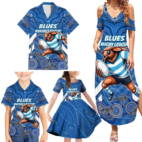 Custom Blues Cockroaches Family Matching Summer Maxi Dress and Hawaiian Shirt New South Wales Rugby