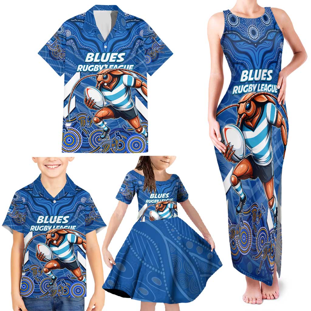 Custom Blues Cockroaches Family Matching Tank Maxi Dress and Hawaiian Shirt New South Wales Rugby