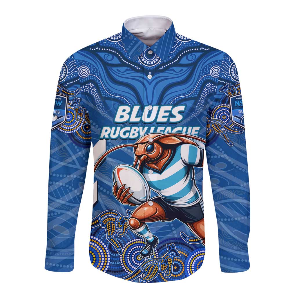 Custom Blues Cockroaches Long Sleeve Button Shirt New South Wales Rugby