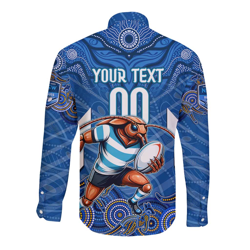 Custom Blues Cockroaches Long Sleeve Button Shirt New South Wales Rugby