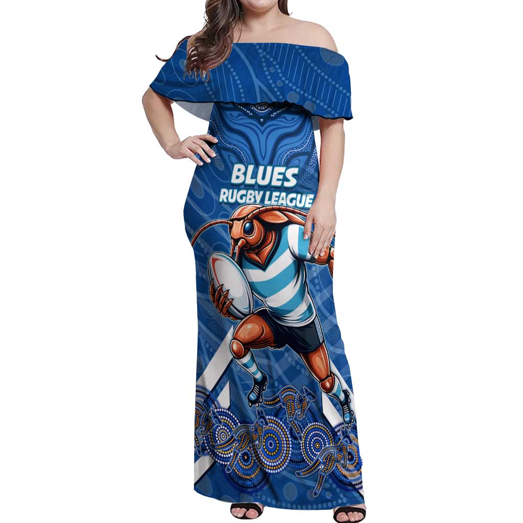 Custom Blues Cockroaches Off Shoulder Maxi Dress New South Wales Rugby