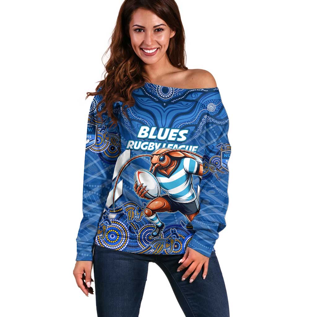 Custom Blues Cockroaches Off Shoulder Sweater New South Wales Rugby