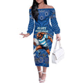 Custom Blues Cockroaches Off The Shoulder Long Sleeve Dress New South Wales Rugby