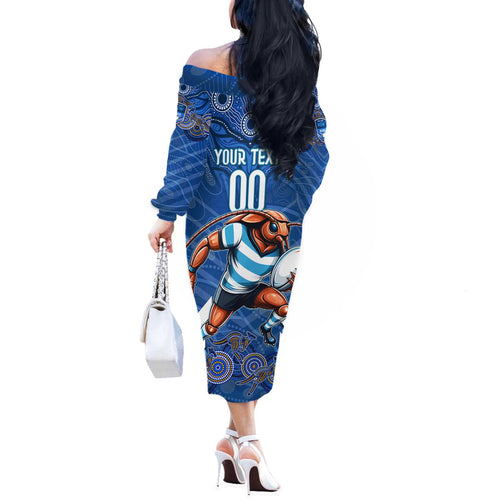 Custom Blues Cockroaches Off The Shoulder Long Sleeve Dress New South Wales Rugby