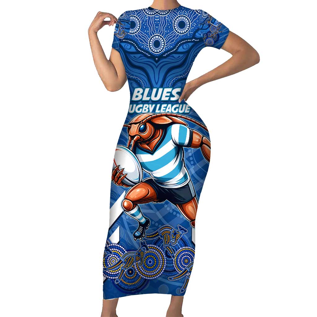 Custom Blues Cockroaches Short Sleeve Bodycon Dress New South Wales Rugby
