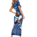 Custom Blues Cockroaches Short Sleeve Bodycon Dress New South Wales Rugby