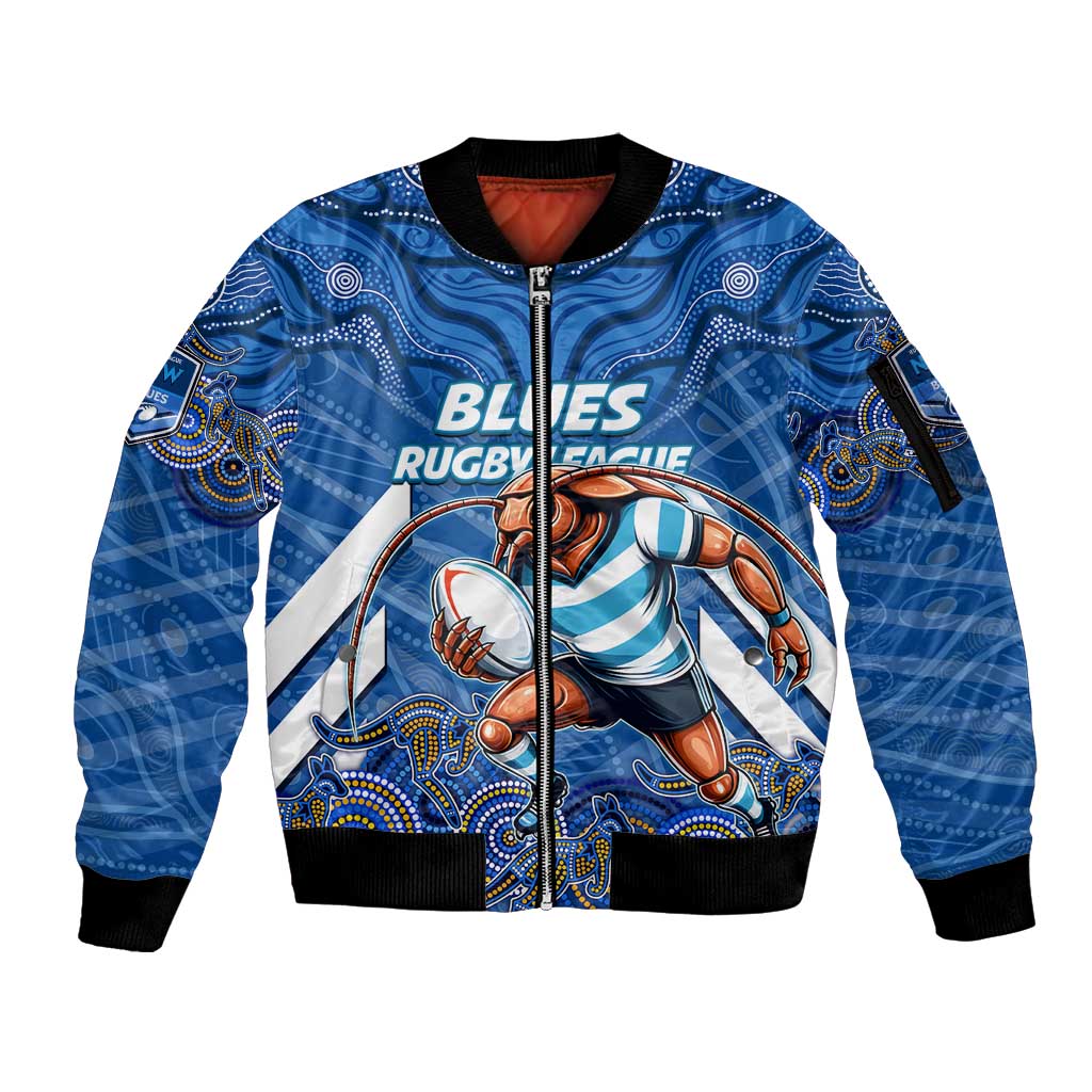 Custom Blues Cockroaches Sleeve Zip Bomber Jacket New South Wales Rugby