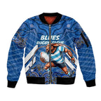 Custom Blues Cockroaches Sleeve Zip Bomber Jacket New South Wales Rugby