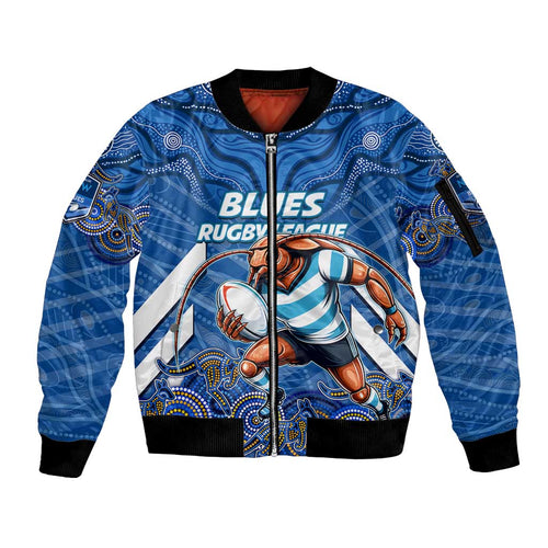 Custom Blues Cockroaches Sleeve Zip Bomber Jacket New South Wales Rugby