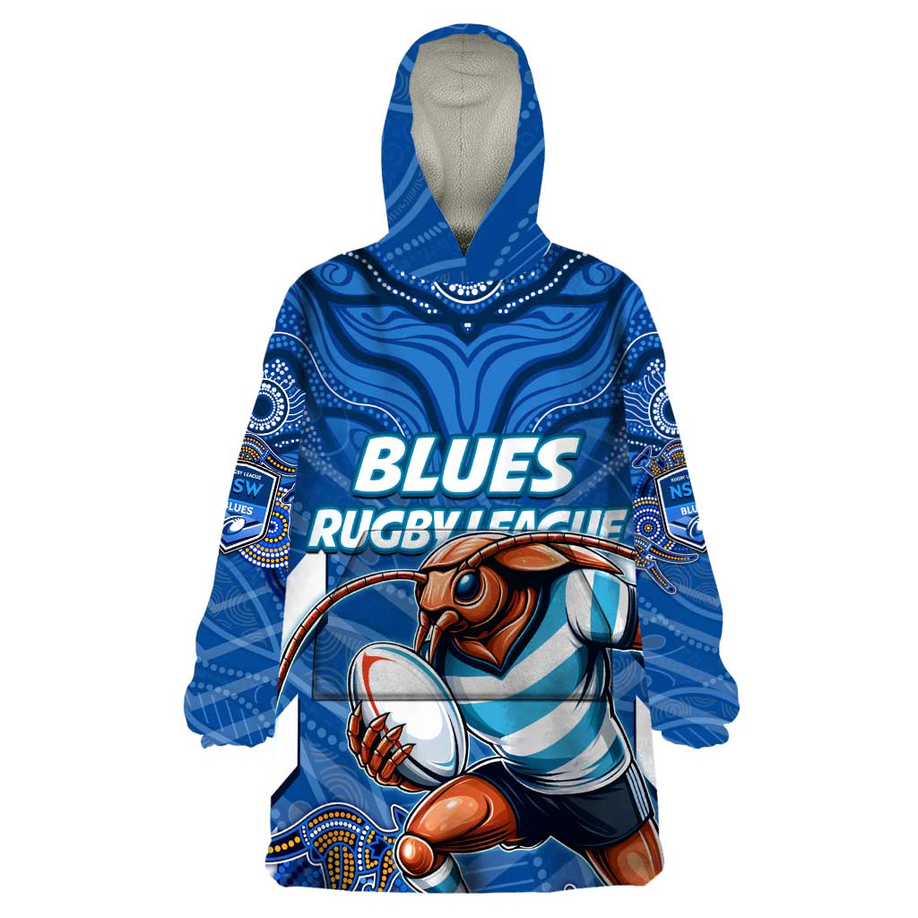 Custom Blues Cockroaches Wearable Blanket Hoodie New South Wales Rugby