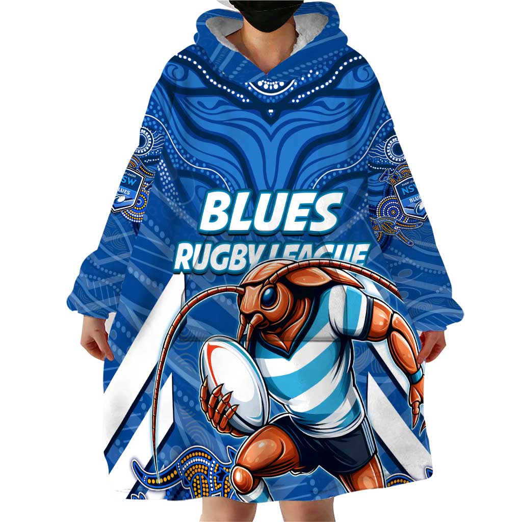 Custom Blues Cockroaches Wearable Blanket Hoodie New South Wales Rugby
