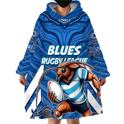 Custom Blues Cockroaches Wearable Blanket Hoodie New South Wales Rugby