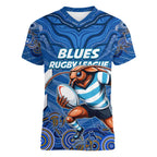 Custom Blues Cockroaches Women V-Neck T-Shirt New South Wales Rugby