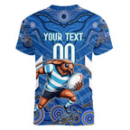 Custom Blues Cockroaches Women V-Neck T-Shirt New South Wales Rugby