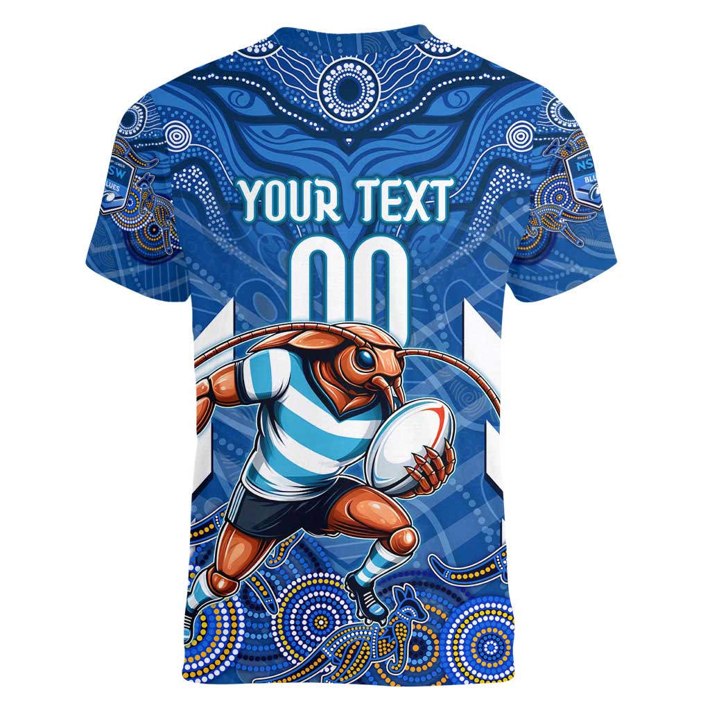 Custom Blues Cockroaches Women V-Neck T-Shirt New South Wales Rugby