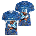 Custom Blues Cockroaches Women V-Neck T-Shirt New South Wales Rugby