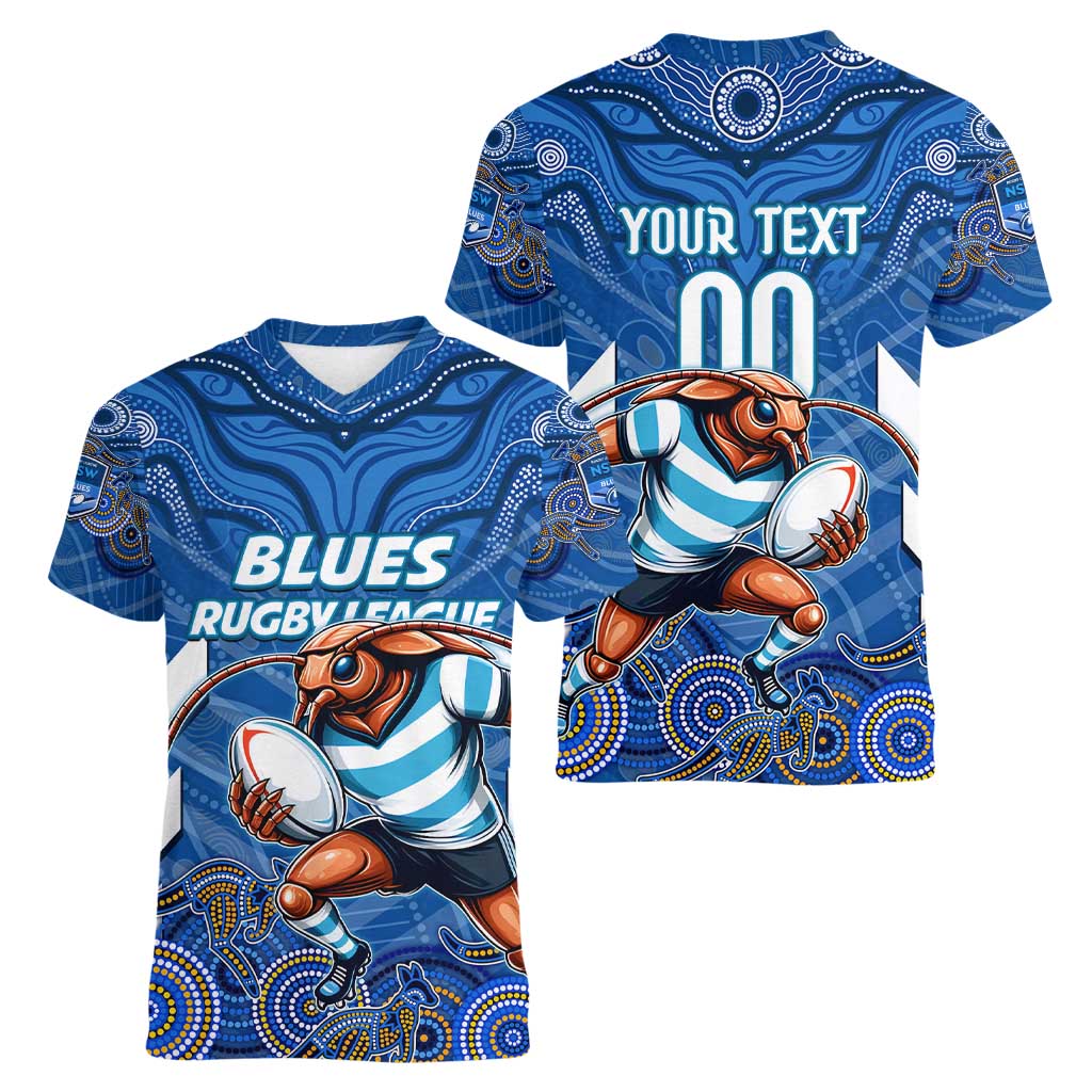 Custom Blues Cockroaches Women V-Neck T-Shirt New South Wales Rugby