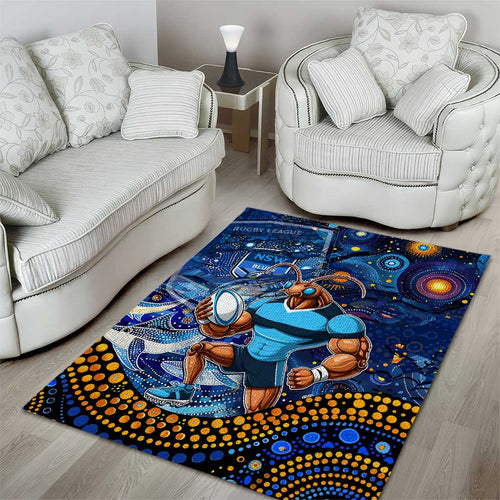 Mascot NSW Blues Rugby Area Rug Aboriginal Galaxy