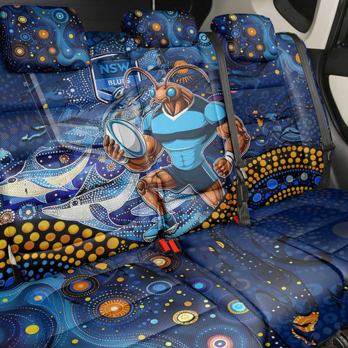 Mascot NSW Blues Rugby Back Car Seat Cover Aboriginal Galaxy