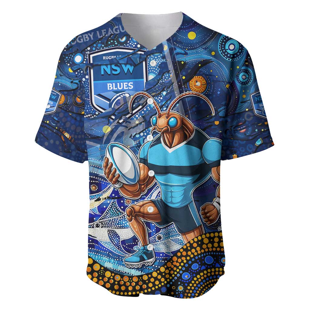 Personalised Mascot NSW Blues Rugby Baseball Jersey Aboriginal Galaxy