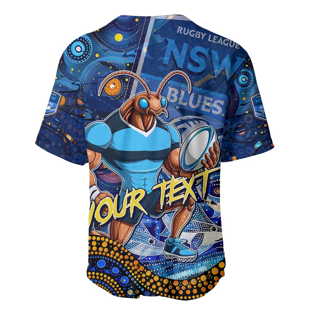 Personalised Mascot NSW Blues Rugby Baseball Jersey Aboriginal Galaxy