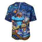 Personalised Mascot NSW Blues Rugby Baseball Jersey Aboriginal Galaxy