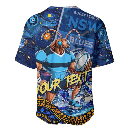 Personalised Mascot NSW Blues Rugby Baseball Jersey Aboriginal Galaxy