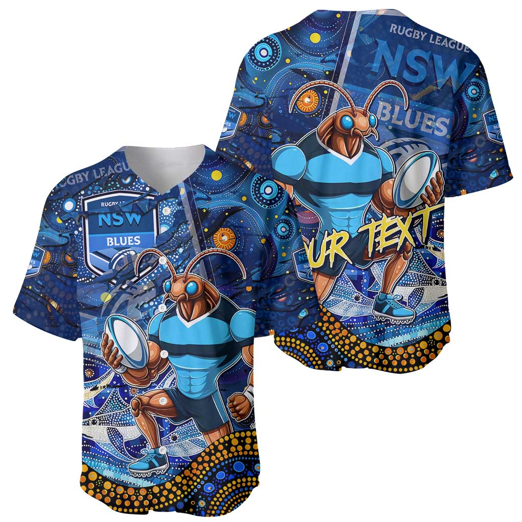 Personalised Mascot NSW Blues Rugby Baseball Jersey Aboriginal Galaxy