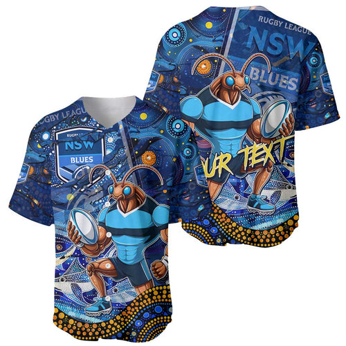 Personalised Mascot NSW Blues Rugby Baseball Jersey Aboriginal Galaxy