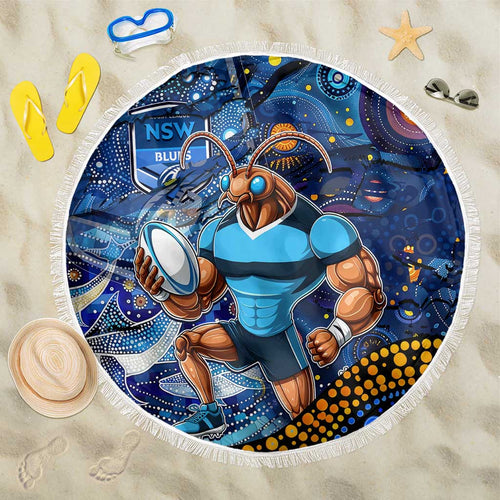 Mascot NSW Blues Rugby Beach Blanket Aboriginal Galaxy