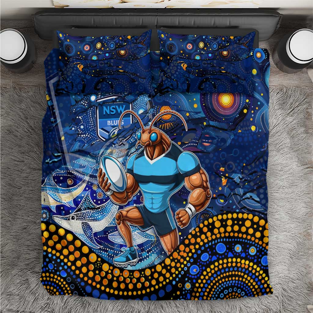 Mascot NSW Blues Rugby Bedding Set Aboriginal Galaxy