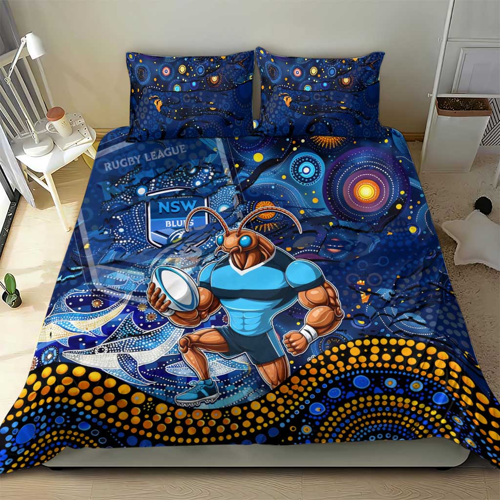 Mascot NSW Blues Rugby Bedding Set Aboriginal Galaxy