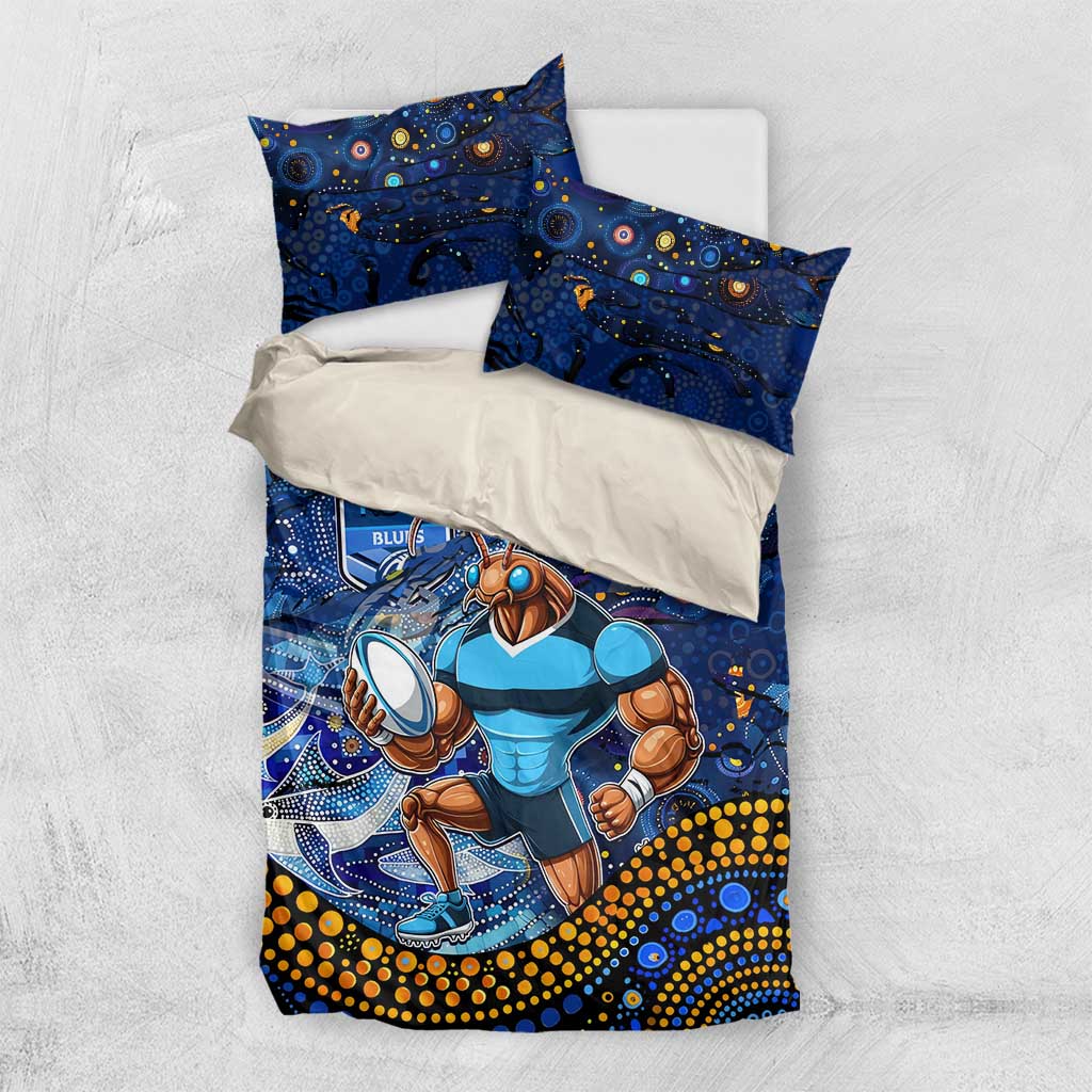 Mascot NSW Blues Rugby Bedding Set Aboriginal Galaxy