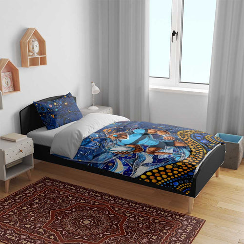 Mascot NSW Blues Rugby Bedding Set Aboriginal Galaxy