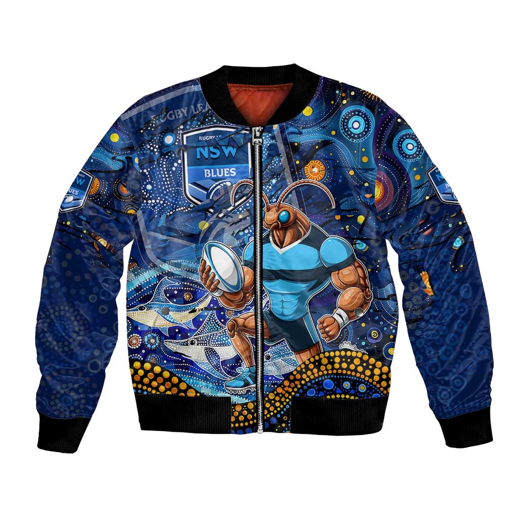 Personalised Mascot NSW Blues Rugby Bomber Jacket Aboriginal Galaxy