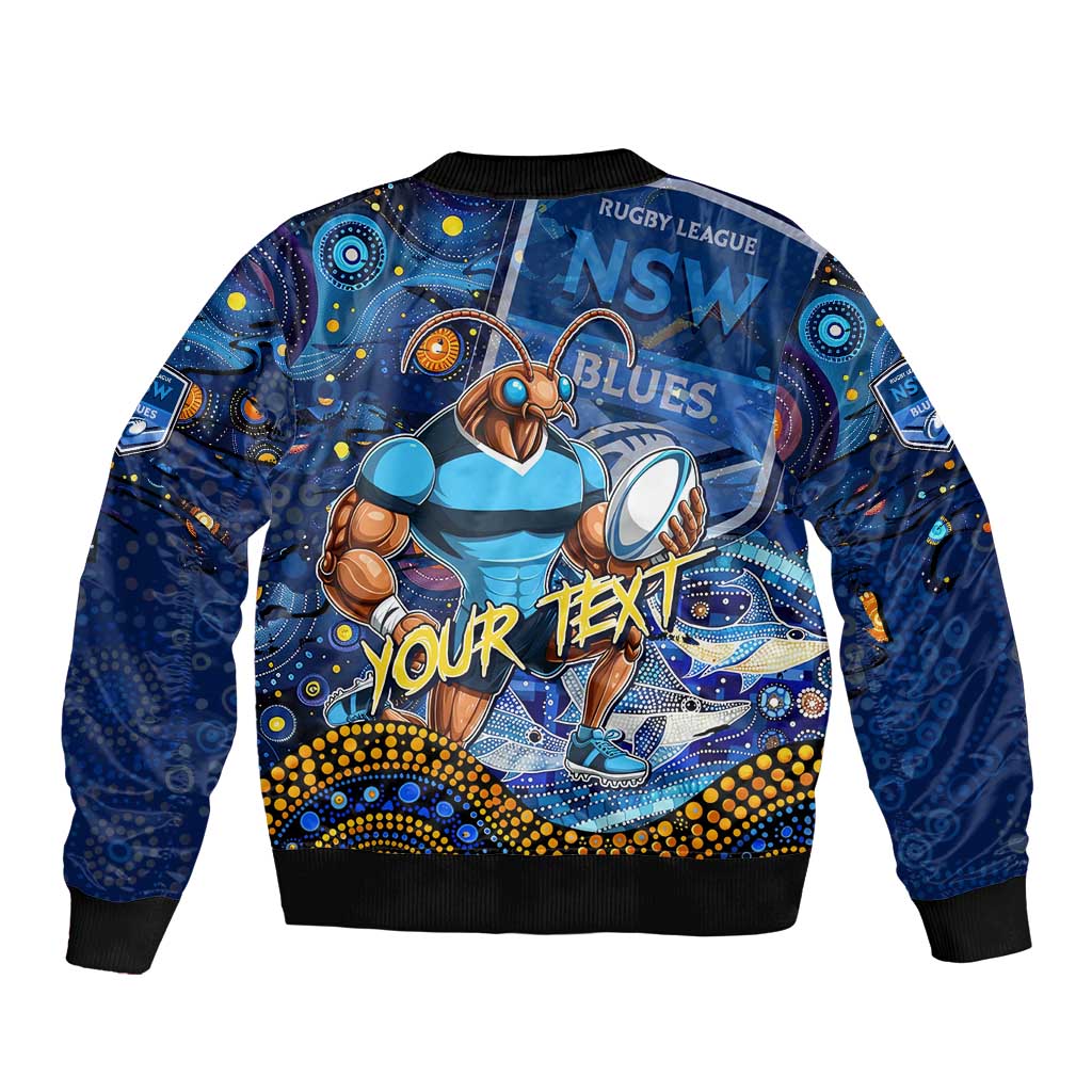 Personalised Mascot NSW Blues Rugby Bomber Jacket Aboriginal Galaxy