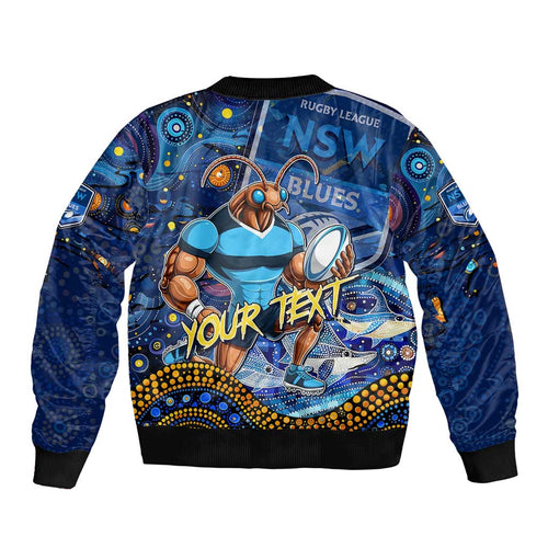 Personalised Mascot NSW Blues Rugby Bomber Jacket Aboriginal Galaxy