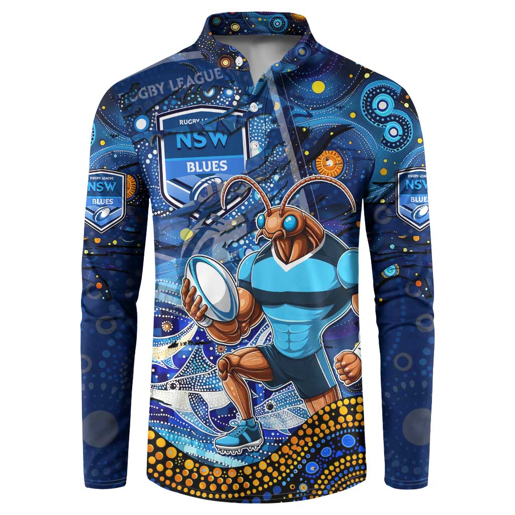 Personalised Mascot NSW Blues Rugby Button Sweatshirt Aboriginal Galaxy
