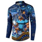 Personalised Mascot NSW Blues Rugby Button Sweatshirt Aboriginal Galaxy