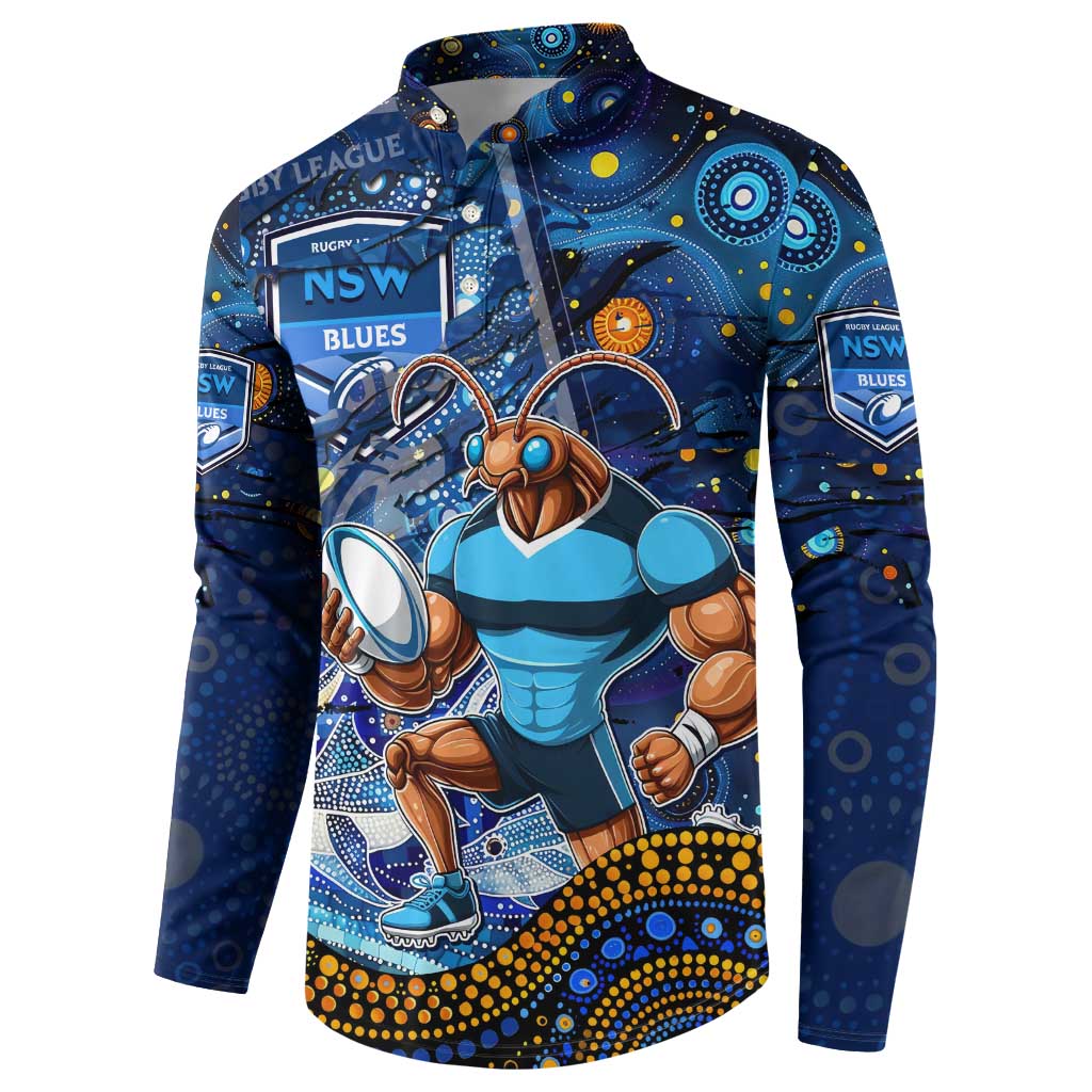 Personalised Mascot NSW Blues Rugby Button Sweatshirt Aboriginal Galaxy