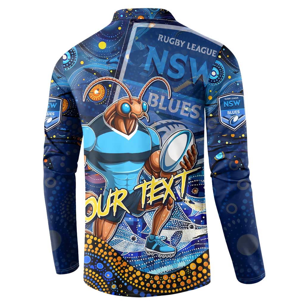 Personalised Mascot NSW Blues Rugby Button Sweatshirt Aboriginal Galaxy
